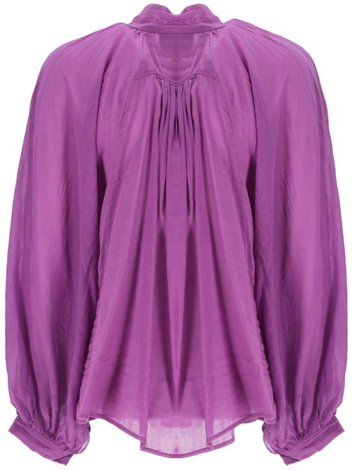 violet purple cotton-silk blend semi-sheer construction draped design Forte forte | 121104039